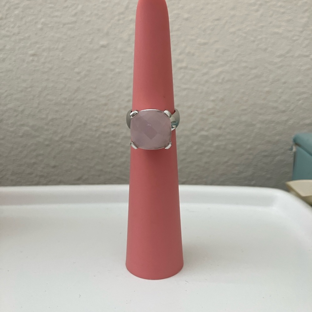 Pink cushion cut ring